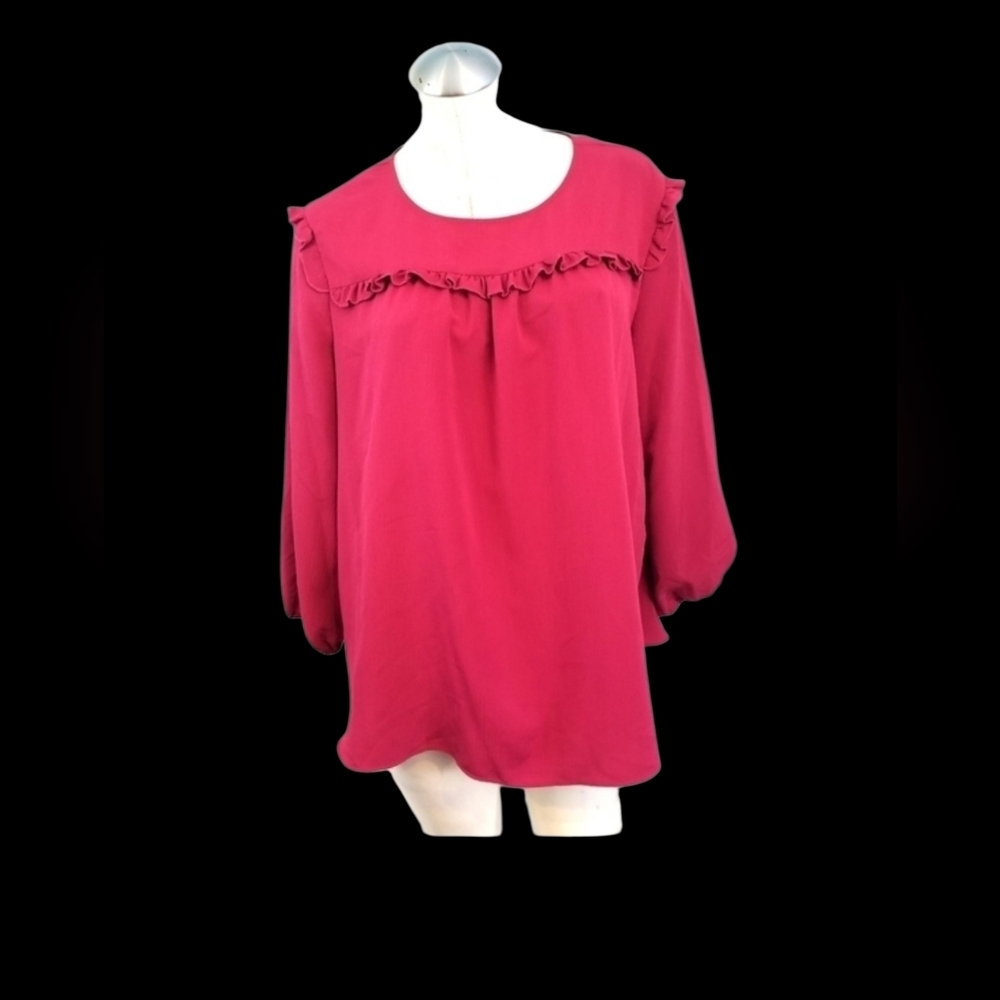 Juicy Couture Size XL Raspberry Colored Ruffled Blouse